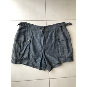 Trina Turk Los Angeles High Waist Cargo Shorts Linen Blend